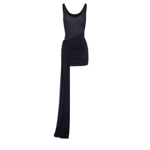 Alex Perry Ruched Navy Scoop Neck Wrap Mini Dress Size UK 10 / US 6